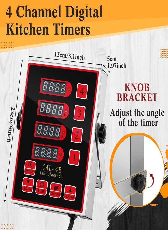 Relaxweex 1 Pack 4-Channel Digital Kitchen Timer, Commercial Cooking Timer with Loud Alarm, Large LCD Display, for Restaurants, Baking, Labs, Multiple Independent Countdown Timers - Image 4